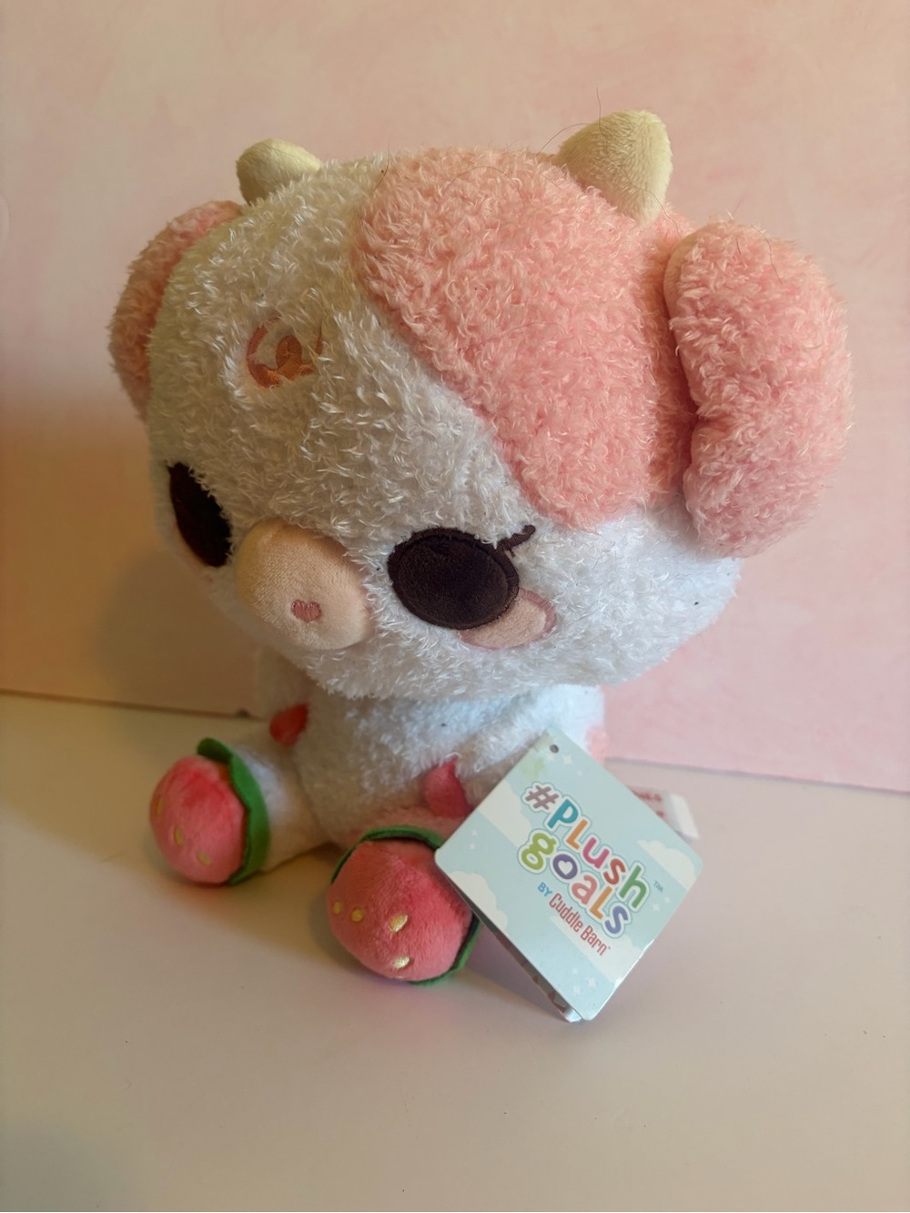 Plush goals X Cuddlebarn NWT New Soft Stuffed Animal Toy Strawberry Cow